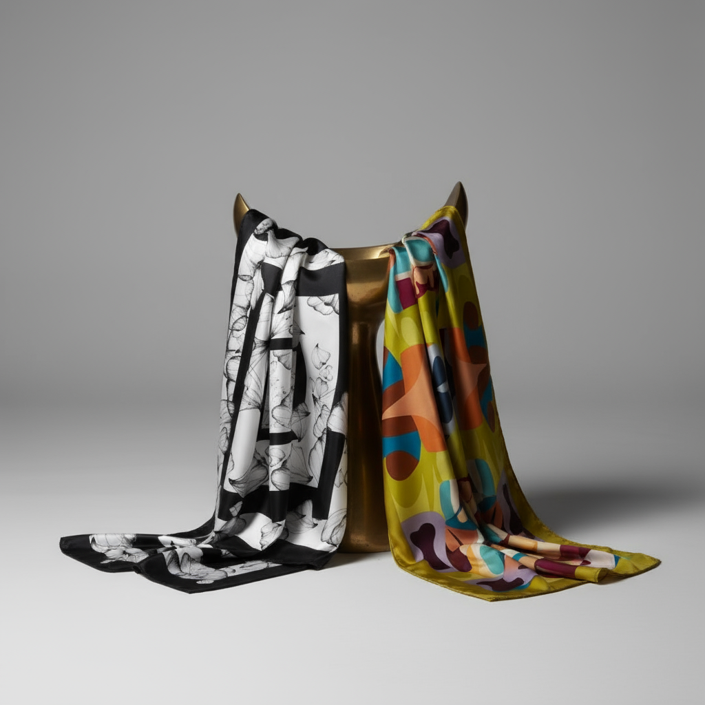 Flora and Cosquelle scarves draped over object